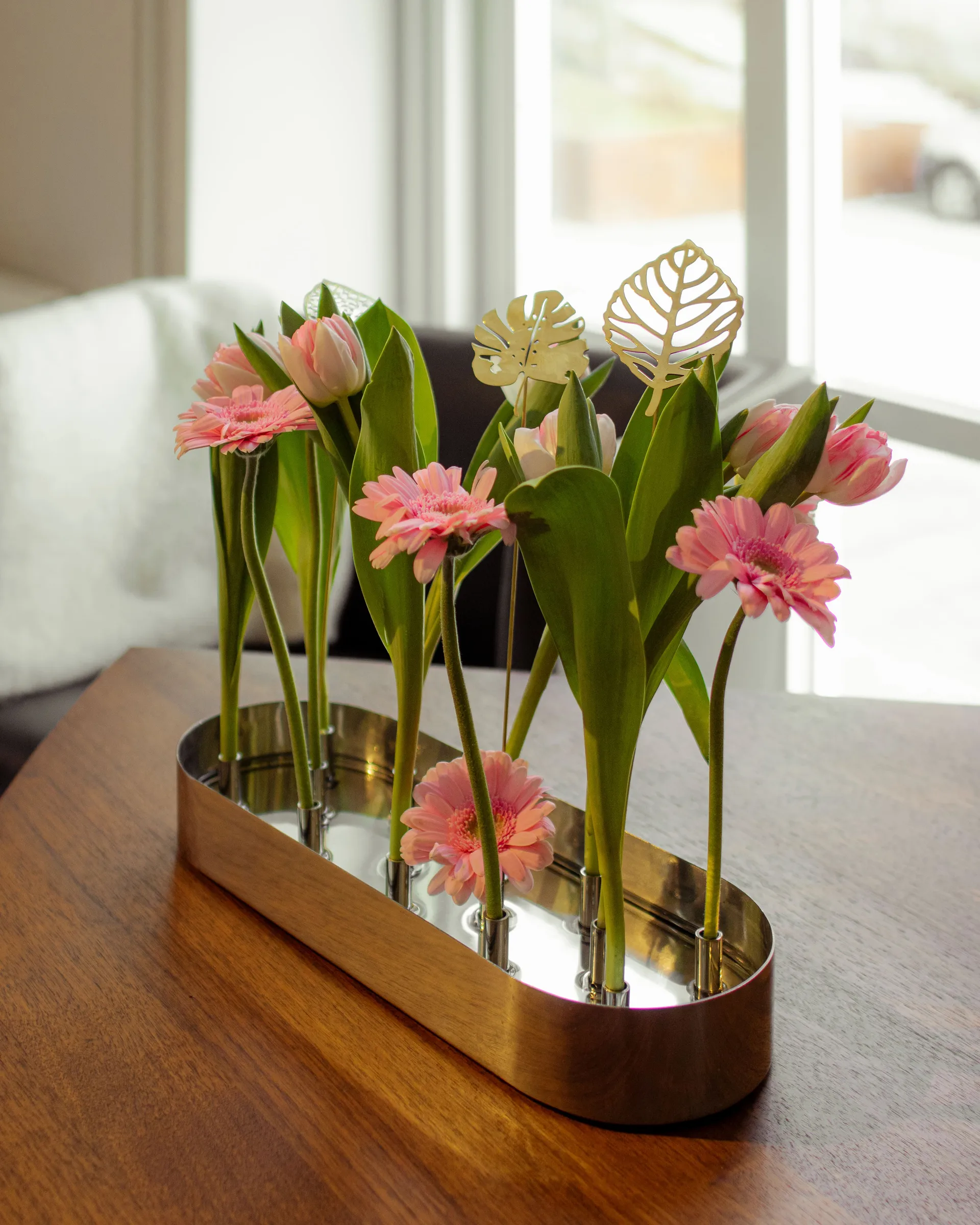 Brass leaves decoratie 2-pack, Wood KLONG