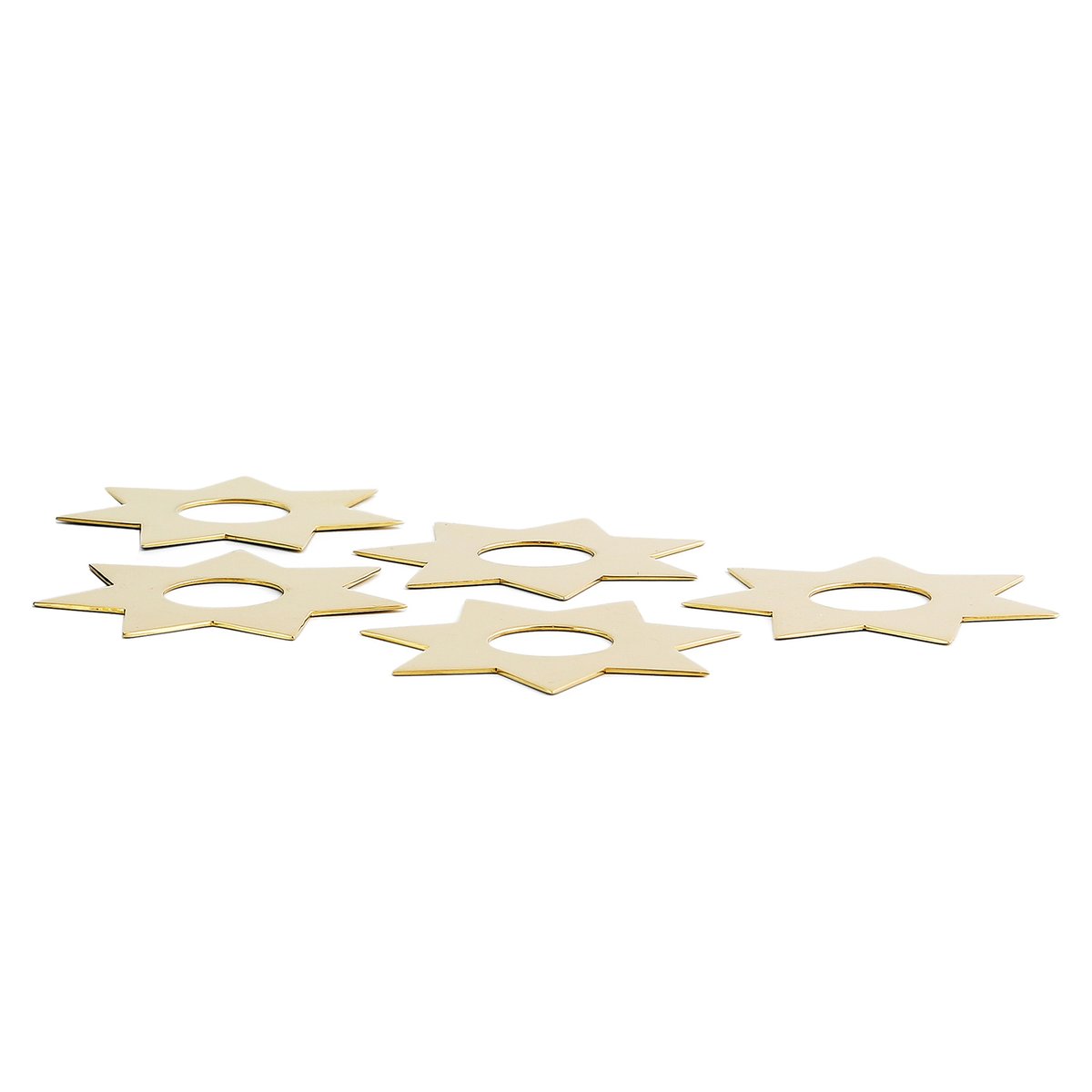 KLONG Constella kaarsenring sterren 5-pack Messing | Scandinavisch Interieur | Kaarsenaccessoires | Goudkleurig