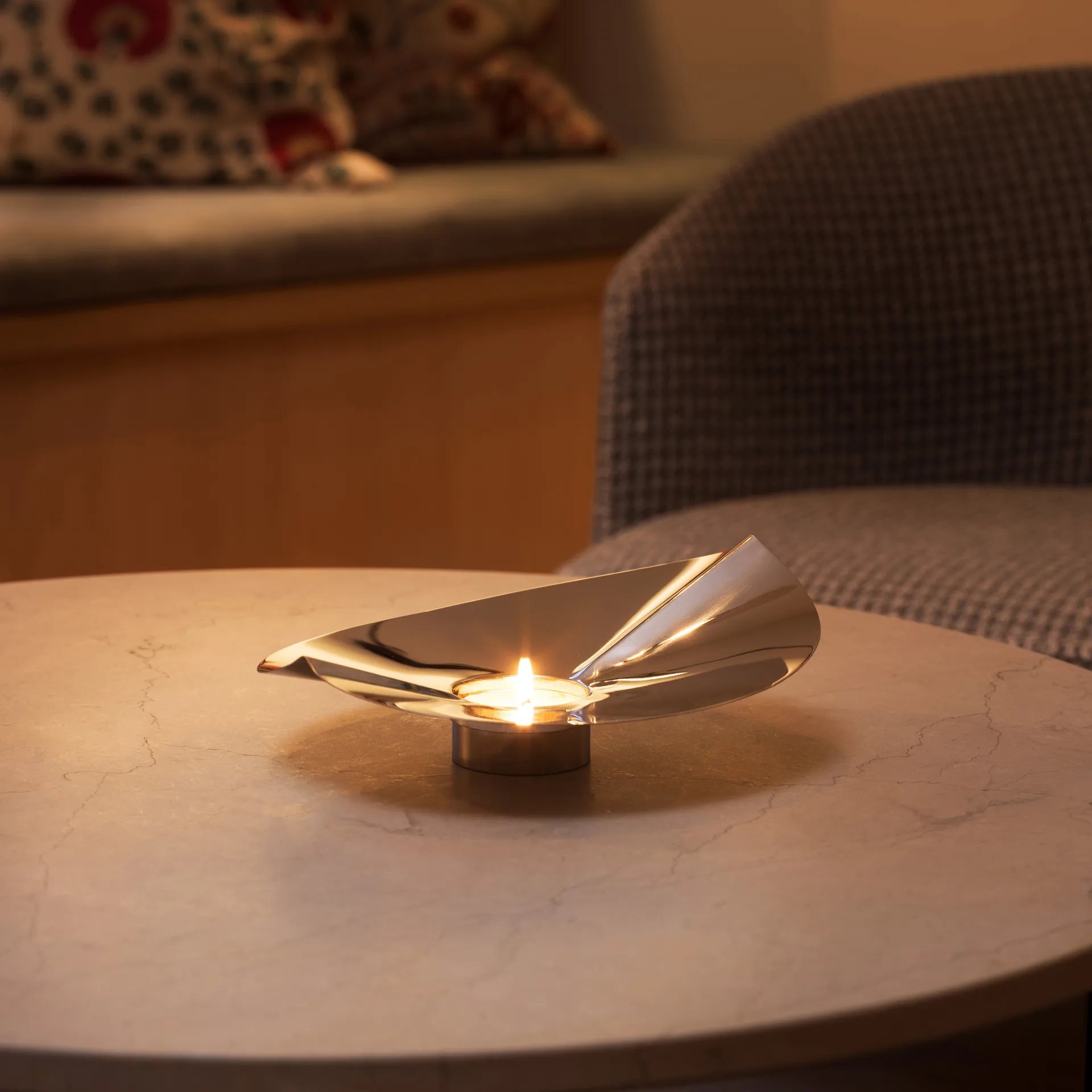 Löv vaas/kaarsenhouder, Roestvrij staal KLONG