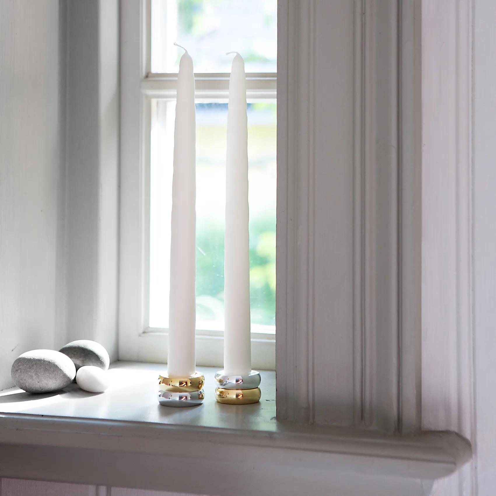 Marriage Duo kaarsenhouder 2-delig, Messing-zilver KLONG