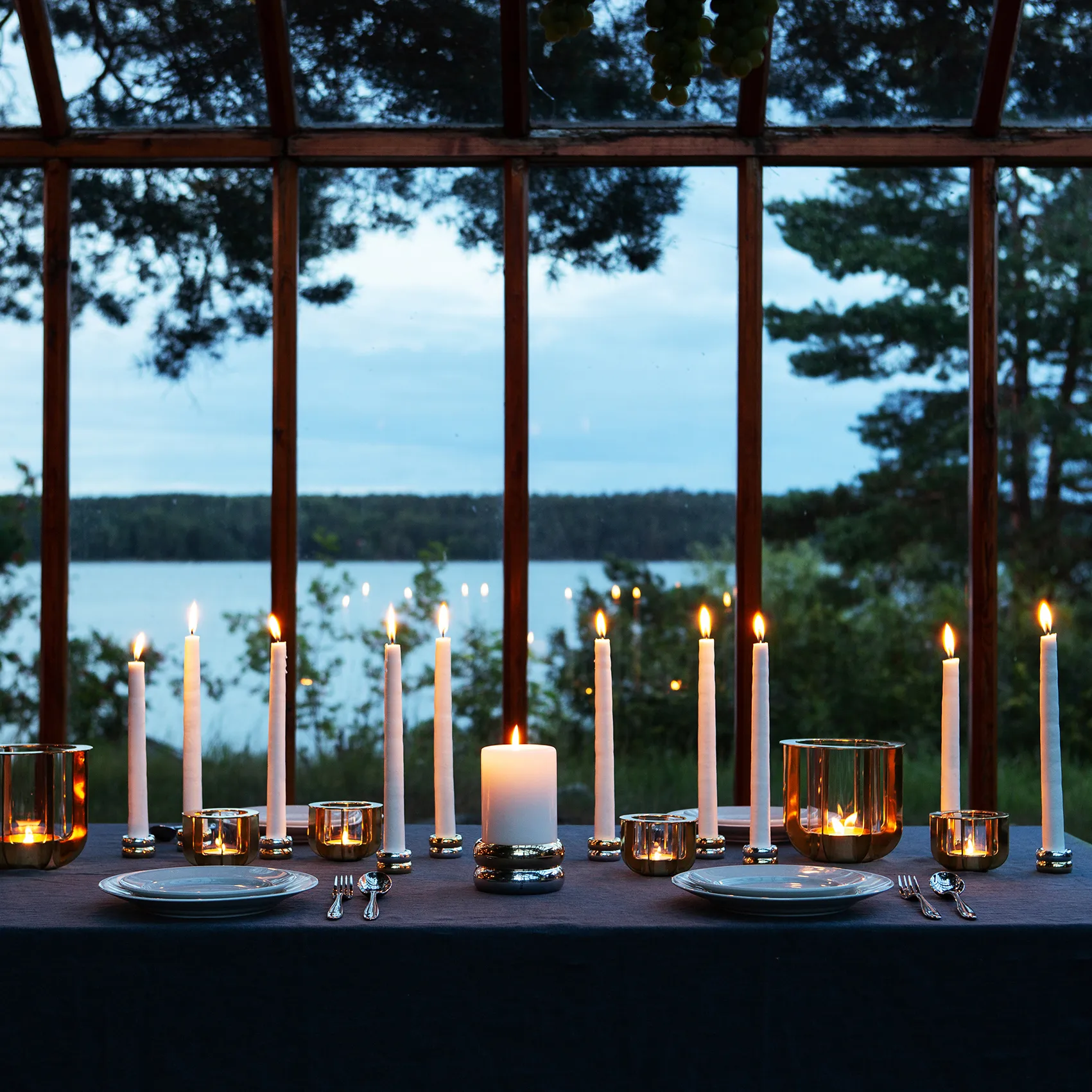 Marriage Duo kaarsenhouder 2-delig, Messing-zilver KLONG