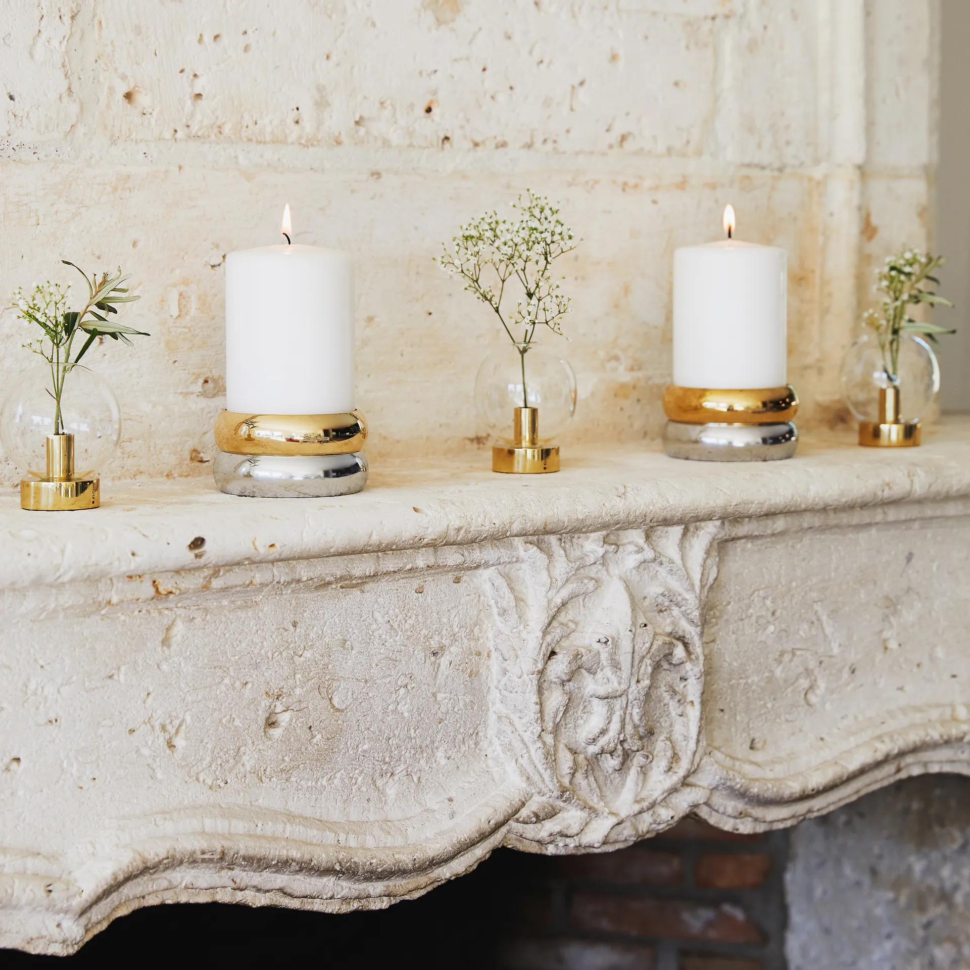 Marriage kaarshouder, messing -zilver KLONG