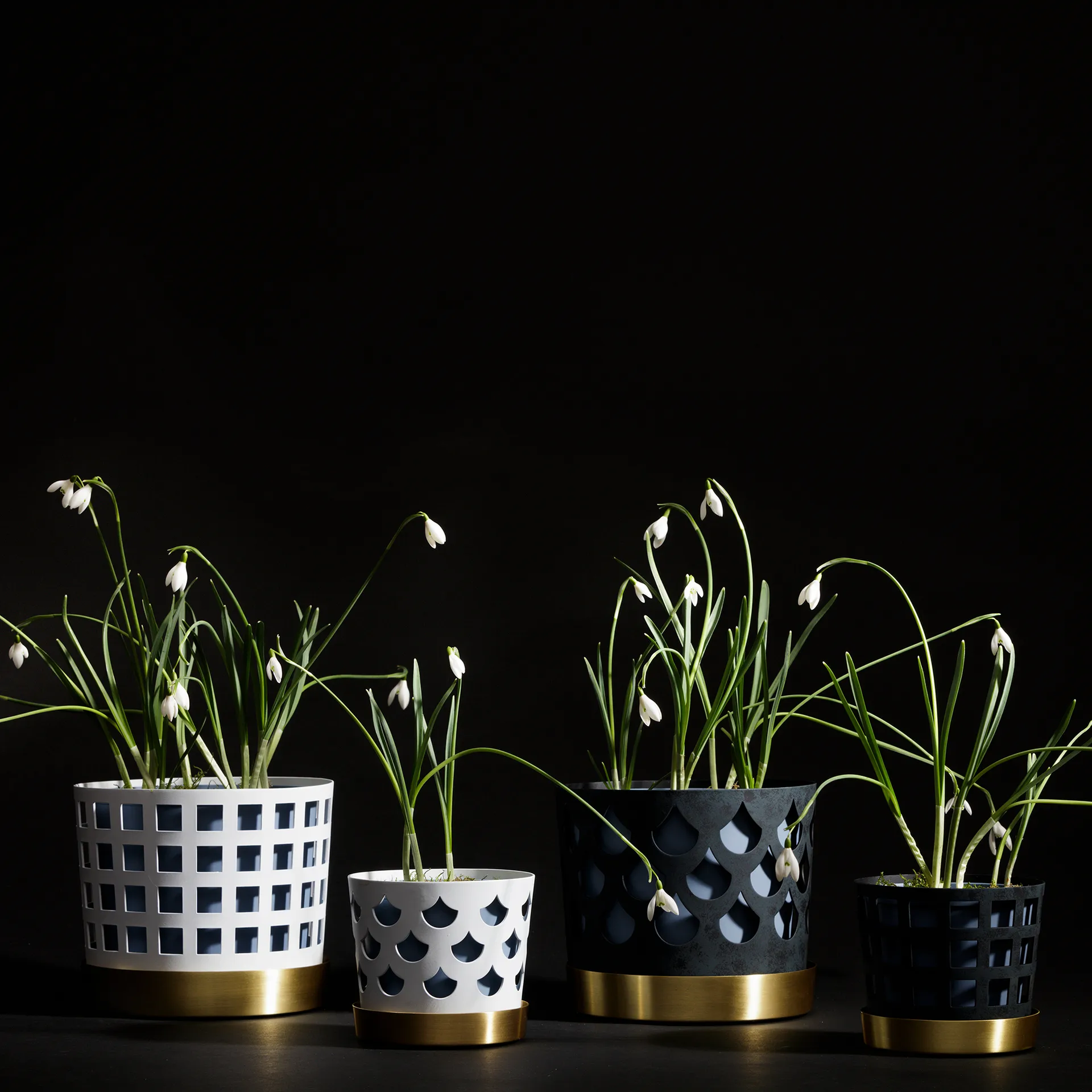 Trio bloempot square - middel, wit KLONG