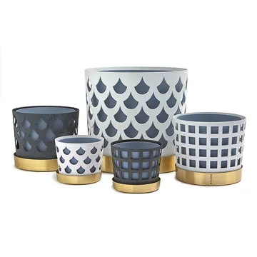 Trio bloempot square - middel - wit - KLONG