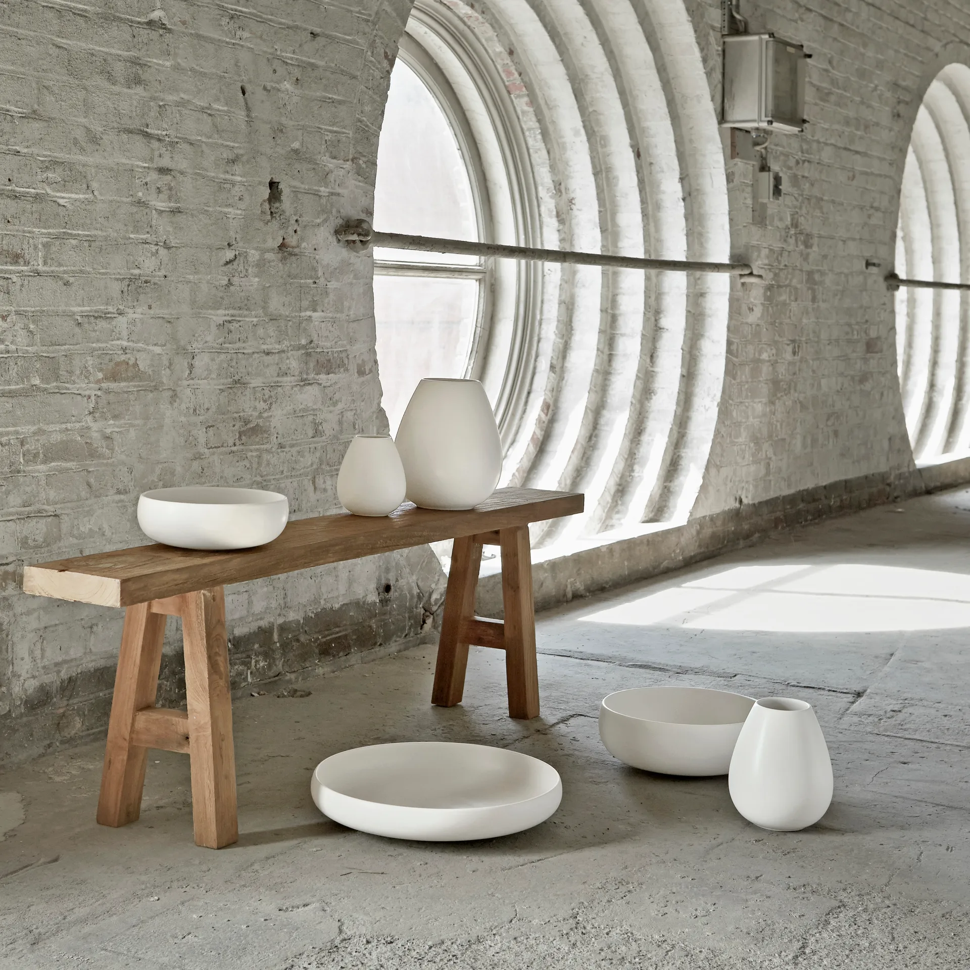 Earth kom 22 cm, Kalk-wit Knabstrup Keramik