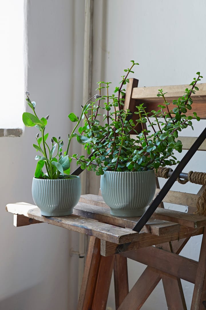 Knabstrup pot geribbeld Ø16,5 cm, Mintgroen Knabstrup Keramik