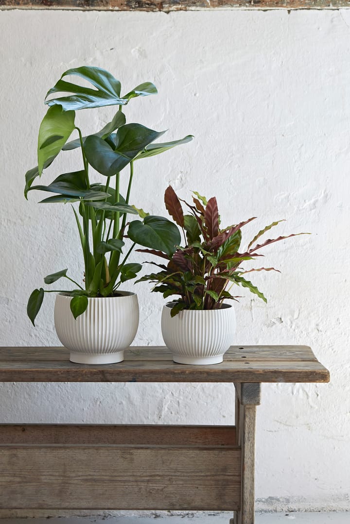 Knabstrup pot geribbeld Ø16,5 cm, Wit Knabstrup Keramik