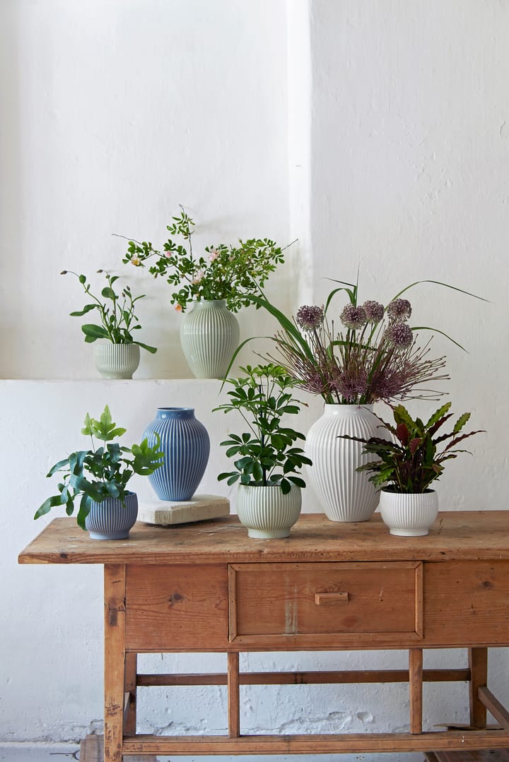 Knabstrup pot geribbeld Ø16,5 cm, Wit Knabstrup Keramik