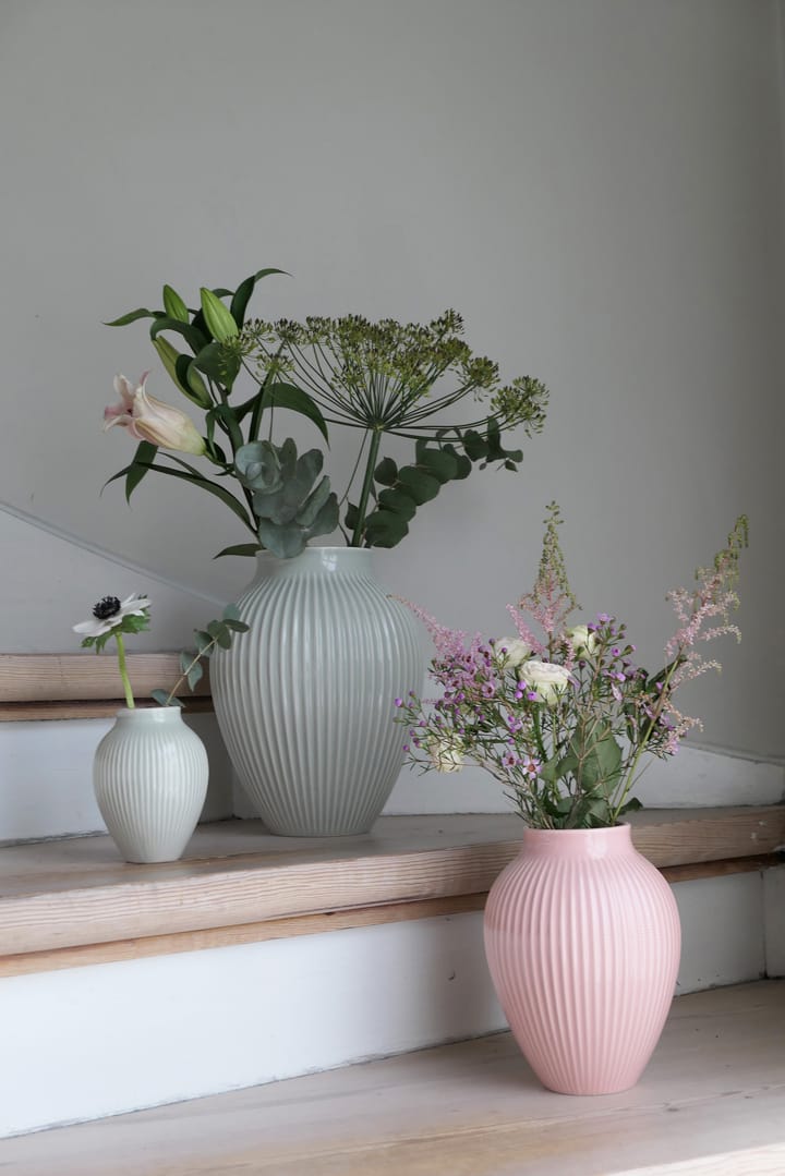 Knabstrup vaas geribbeld 12,5 cm, Mintgroen Knabstrup Keramik