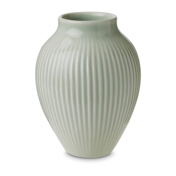 Knabstrup vaas geribbeld 12,5 cm - Mintgroen - Knabstrup Keramik