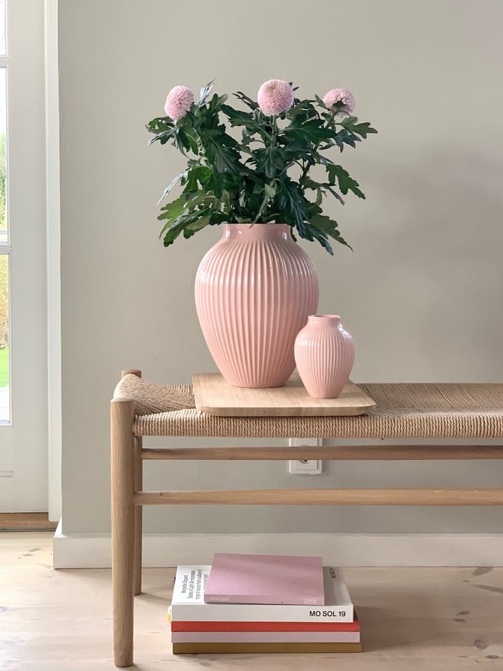 Knabstrup vaas geribbeld 12,5 cm, Roze Knabstrup Keramik