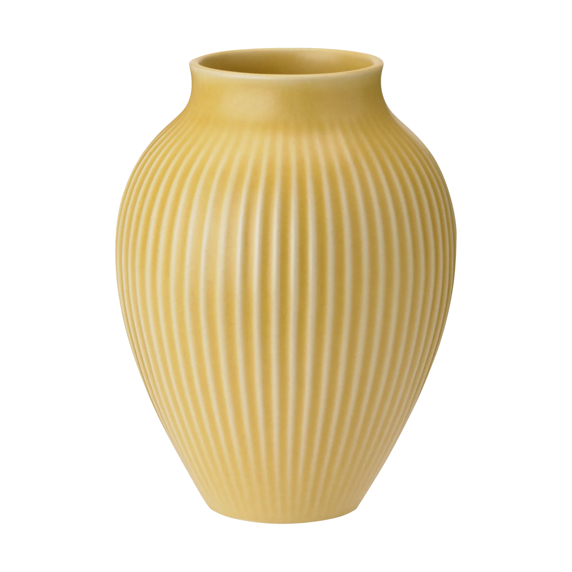 Knabstrup vaas geribbeld 12,5 cm, Yellow Knabstrup Keramik