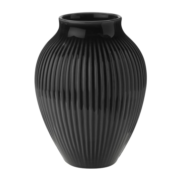 Knabstrup vaas geribbeld 12,5 cm - Zwart - Knabstrup Keramik