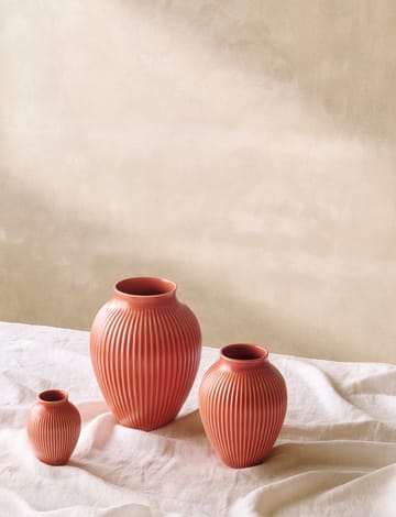 Knabstrup vaas geribbeld 20 cm - Coral - Knabstrup Keramik