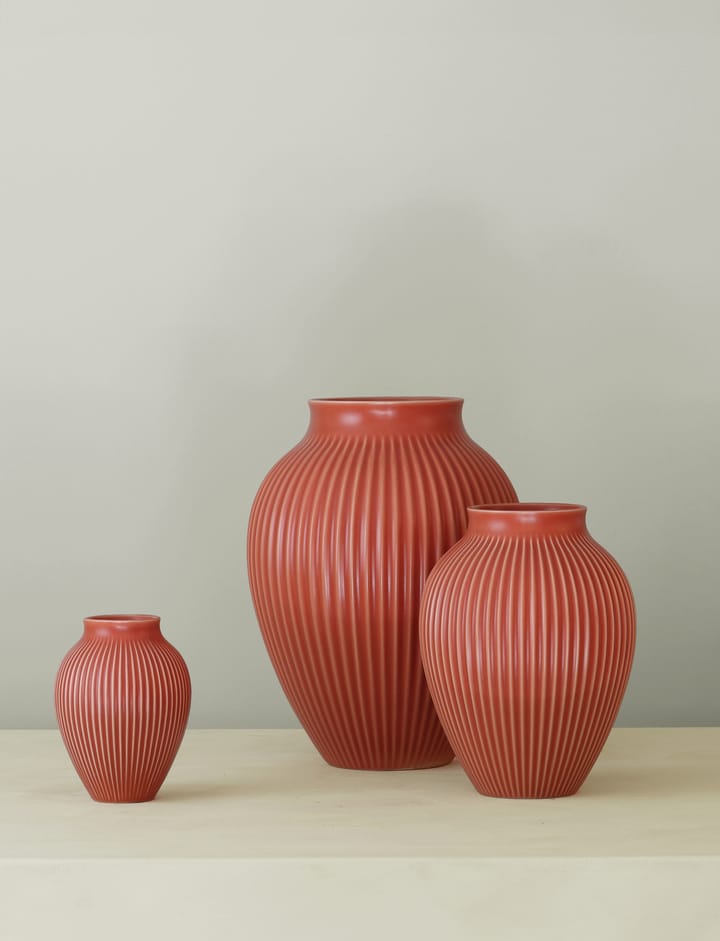 Knabstrup vaas geribbeld 20 cm, Coral Knabstrup Keramik