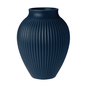 Knabstrup vaas geribbeld 20 cm - Dark blue - Knabstrup Keramik