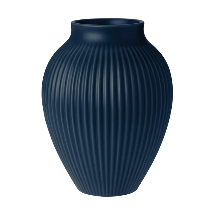 Knabstrup vaas geribbeld 20 cm - Dark blue - Knabstrup Keramik
