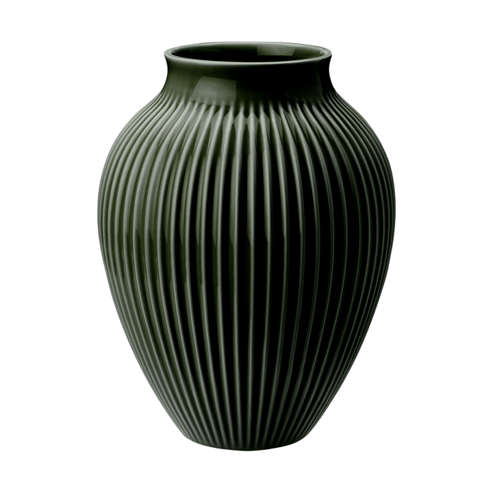 Knabstrup vaas geribbeld 20 cm - Dark green - Knabstrup Keramik