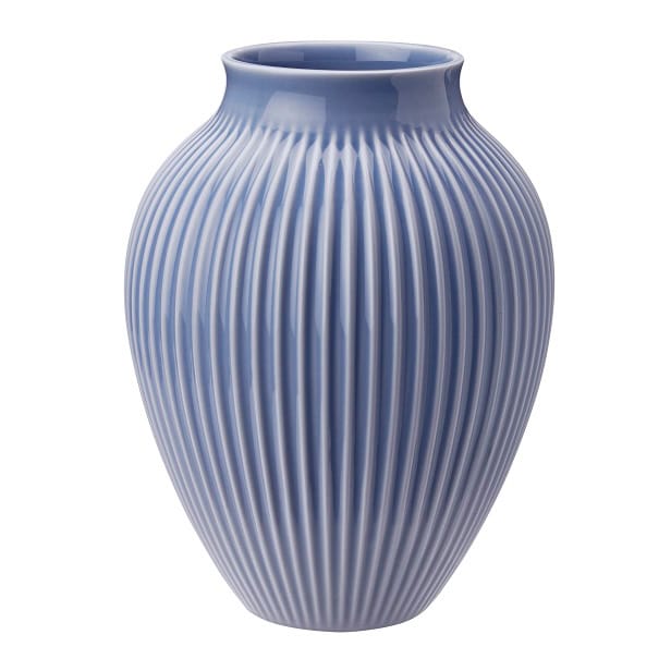Knabstrup vaas geribbeld 20 cm - Lavendelblauw - Knabstrup Keramik