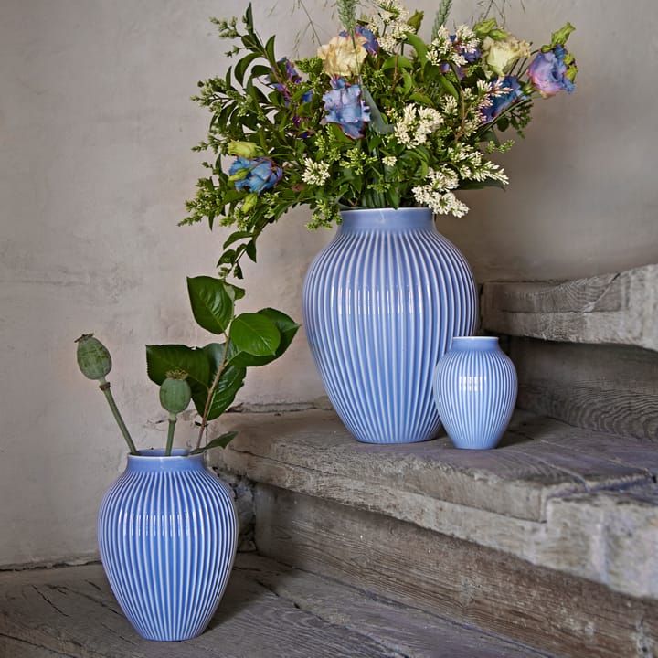 Knabstrup vaas geribbeld 20 cm, Lavendelblauw Knabstrup Keramik