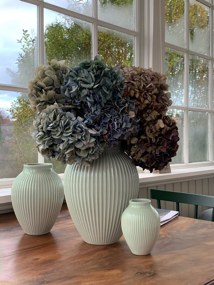 Knabstrup vaas geribbeld 20 cm, Mintgroen Knabstrup Keramik