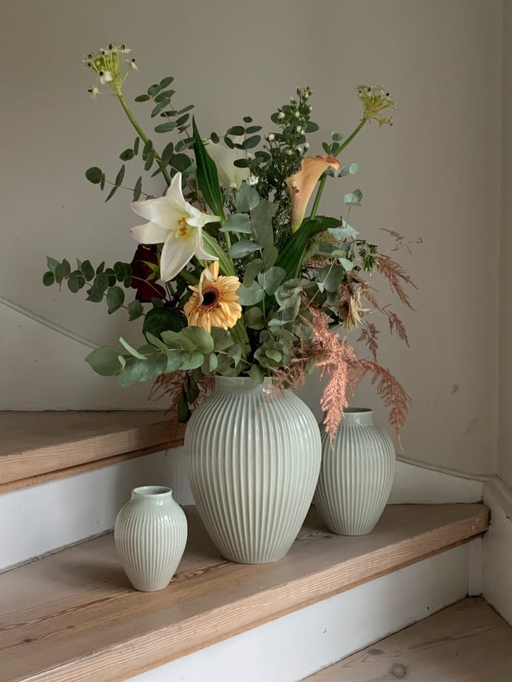 Knabstrup vaas geribbeld 20 cm, Mintgroen Knabstrup Keramik