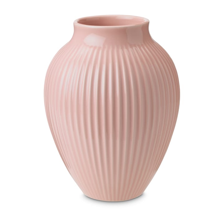 Knabstrup vaas geribbeld 20 cm - Roze - Knabstrup Keramik