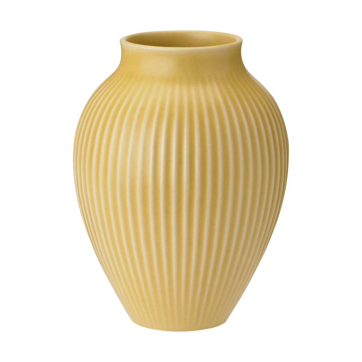 Knabstrup Keramik Knabstrup vaas geribbeld 20 cm Yellow