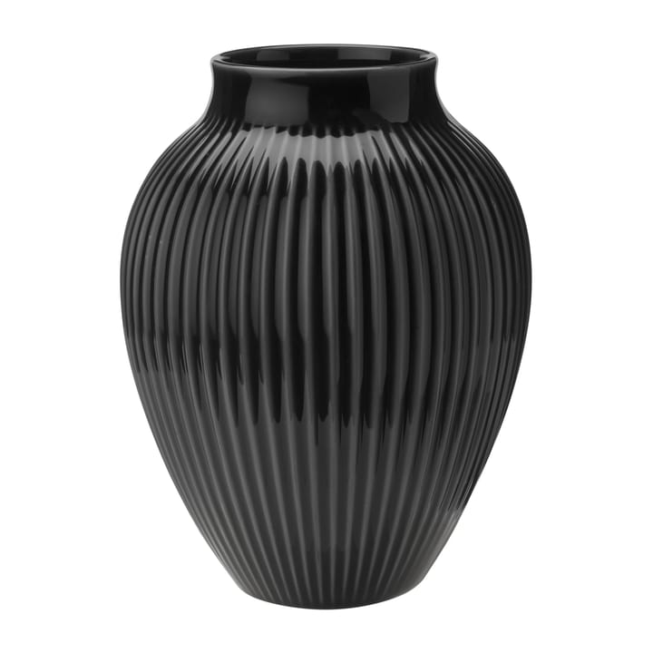 Knabstrup vaas geribbeld 20 cm - Zwart - Knabstrup Keramik