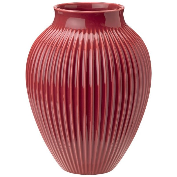 Knabstrup vaas geribbeld 27 cm - Bordeaux - Knabstrup Keramik