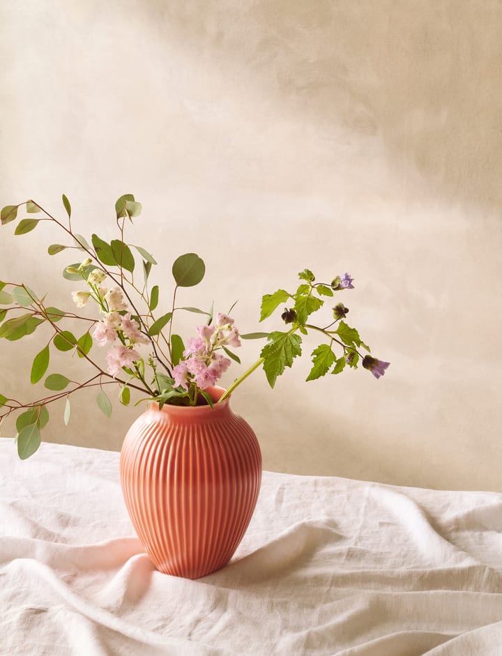 Knabstrup vaas geribbeld 27 cm, Coral Knabstrup Keramik