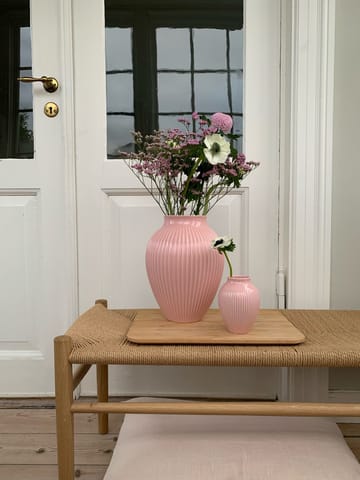 Knabstrup vaas geribbeld 27 cm - Roze - Knabstrup Keramik