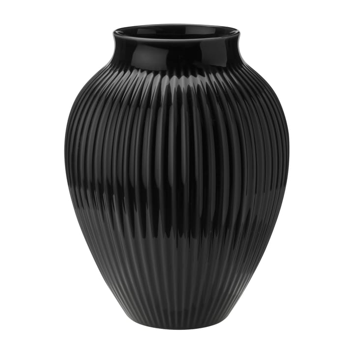 Knabstrup vaas geribbeld 27 cm - Zwart - Knabstrup Keramik
