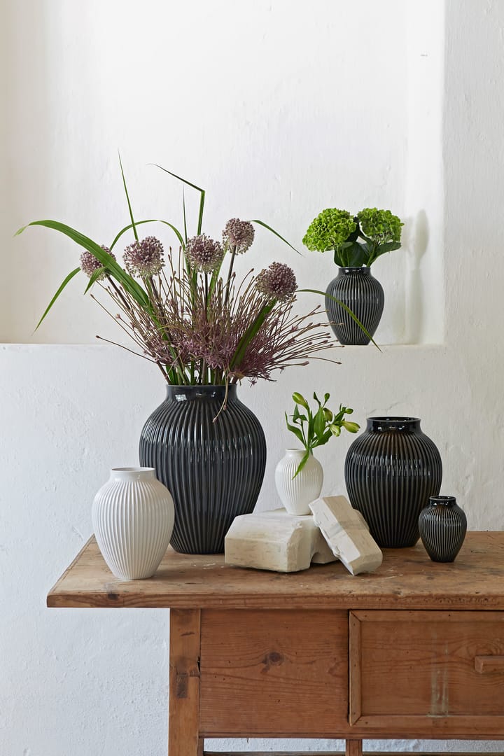 Knabstrup vaas geribbeld 35 cm, Zwart Knabstrup Keramik