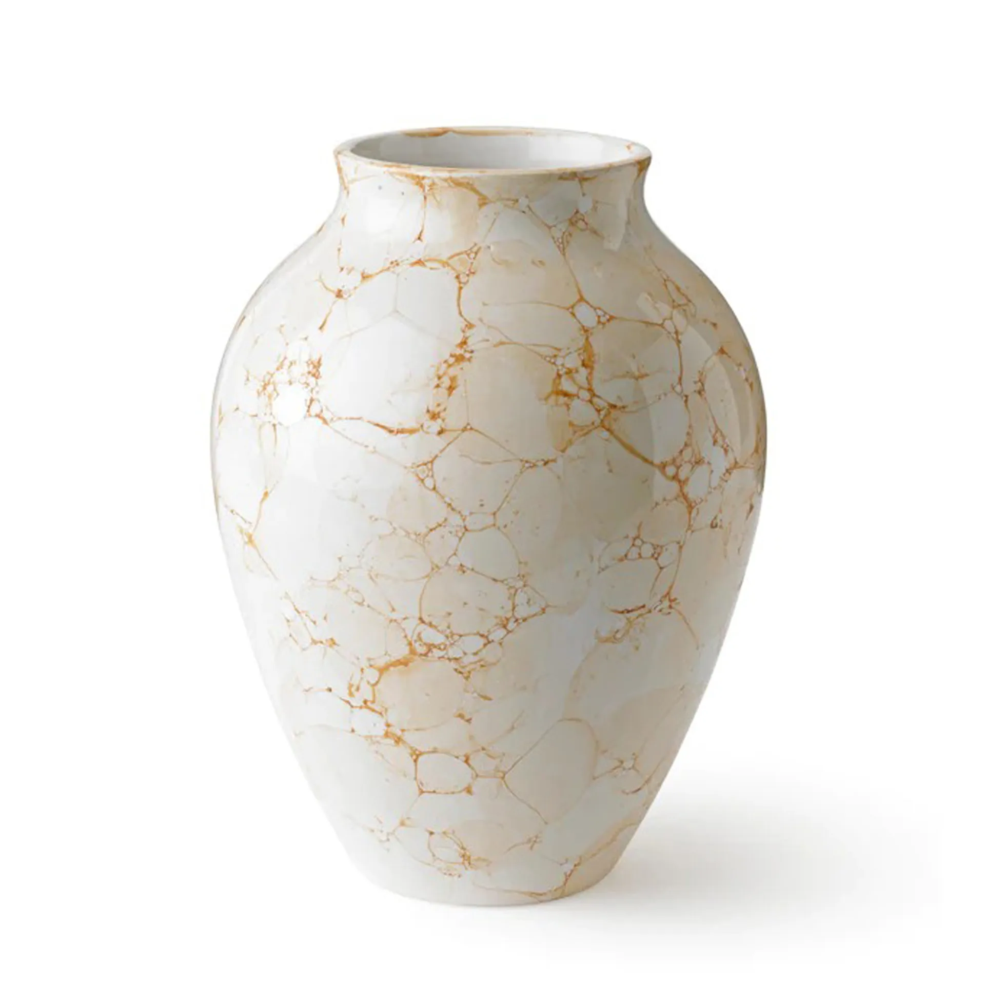 Knabstrup vaas Natura 20 cm, Wit-lichtbruin Knabstrup Keramik