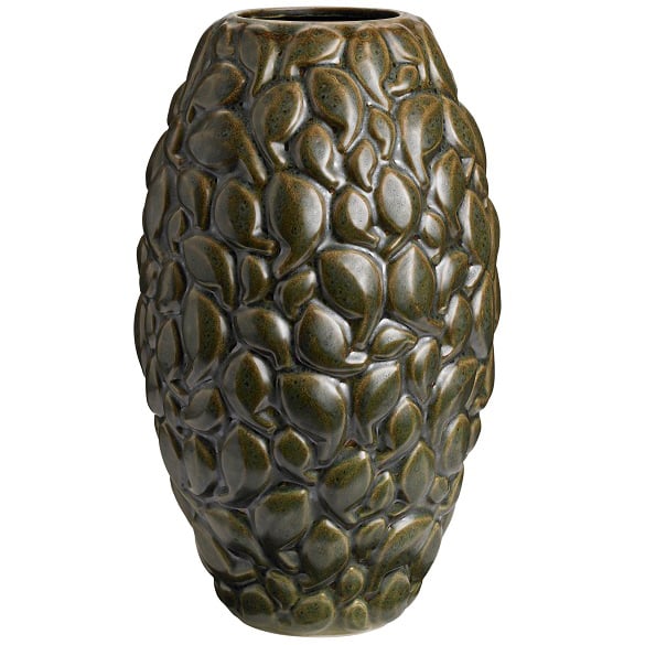 Knabstrup Keramik Leaf vaas Limited Edition 40 cm Khaki vert