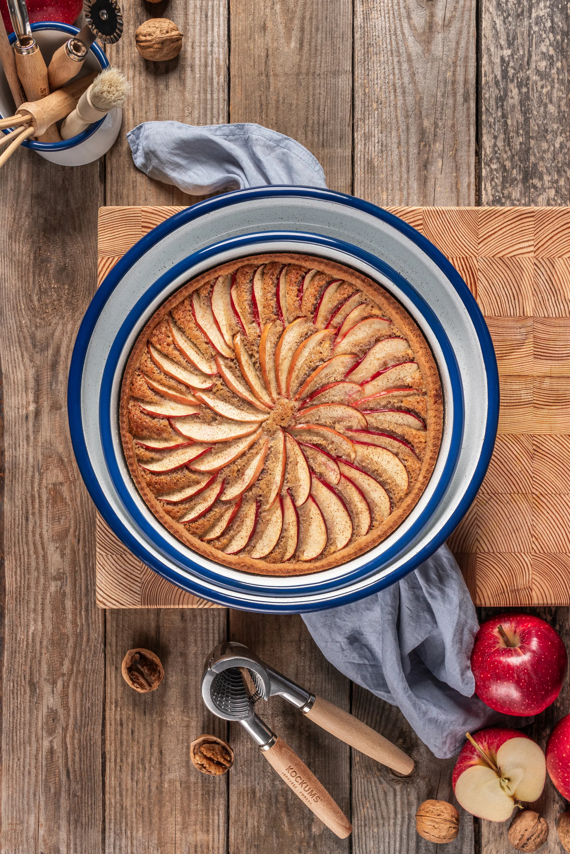 Kockums ovenschaal, Kockums white-blauw, rond, Ø24 cm Kockums Jernverk