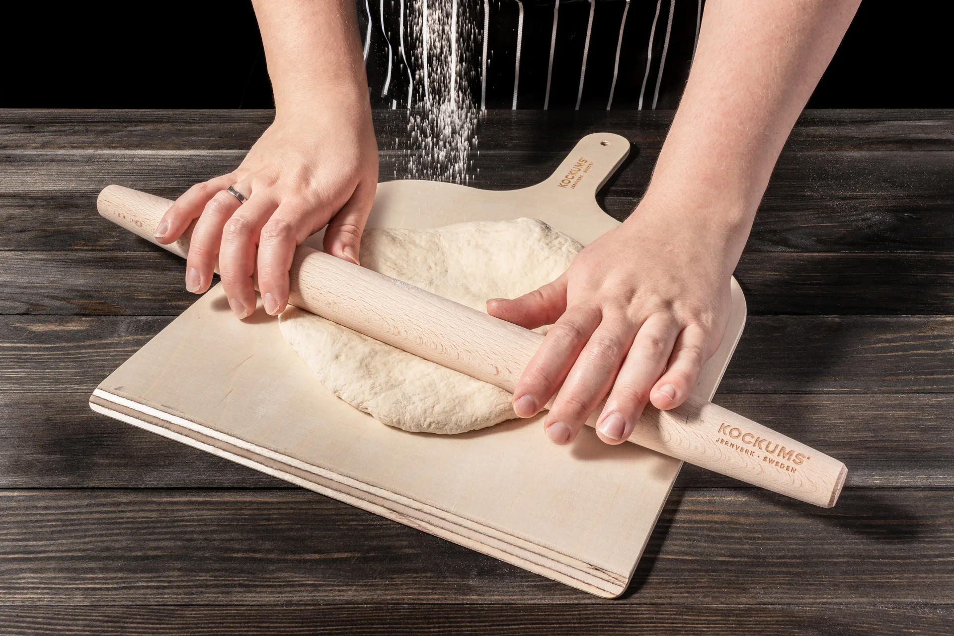 Kockums pizzaroller 46 cm, Beukenhout Kockums Jernverk