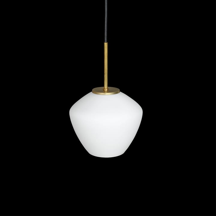 DK 1-Lage hanglamp, ruw messing/mat wit Konsthantverk