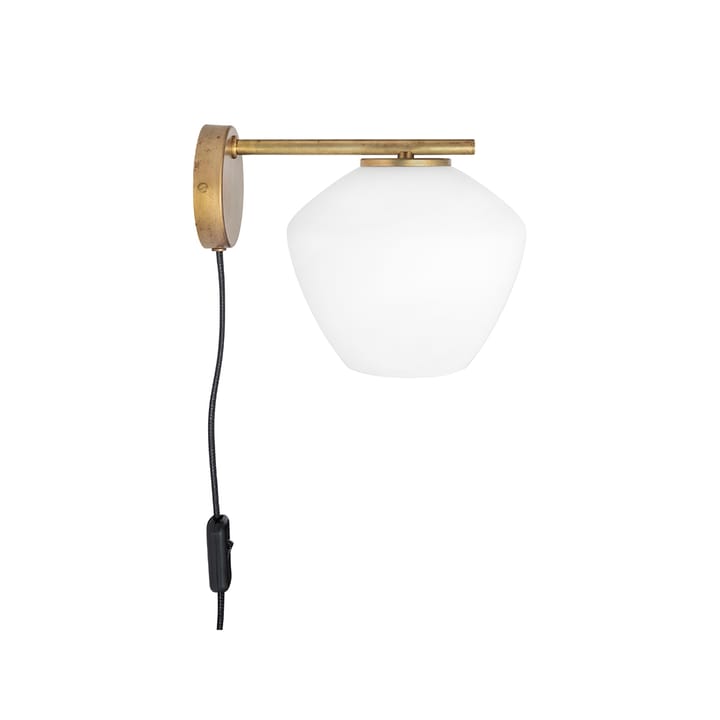 DK 1-Lage wandlamp, ruw messing/mat wit Konsthantverk
