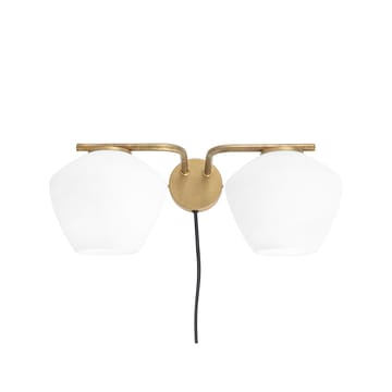 DK 2-Lage wandlamp - ruw messing/wit - Konsthantverk