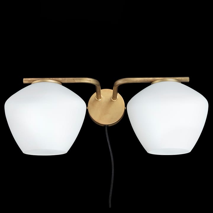 DK 2-Lage wandlamp, ruw messing/wit Konsthantverk