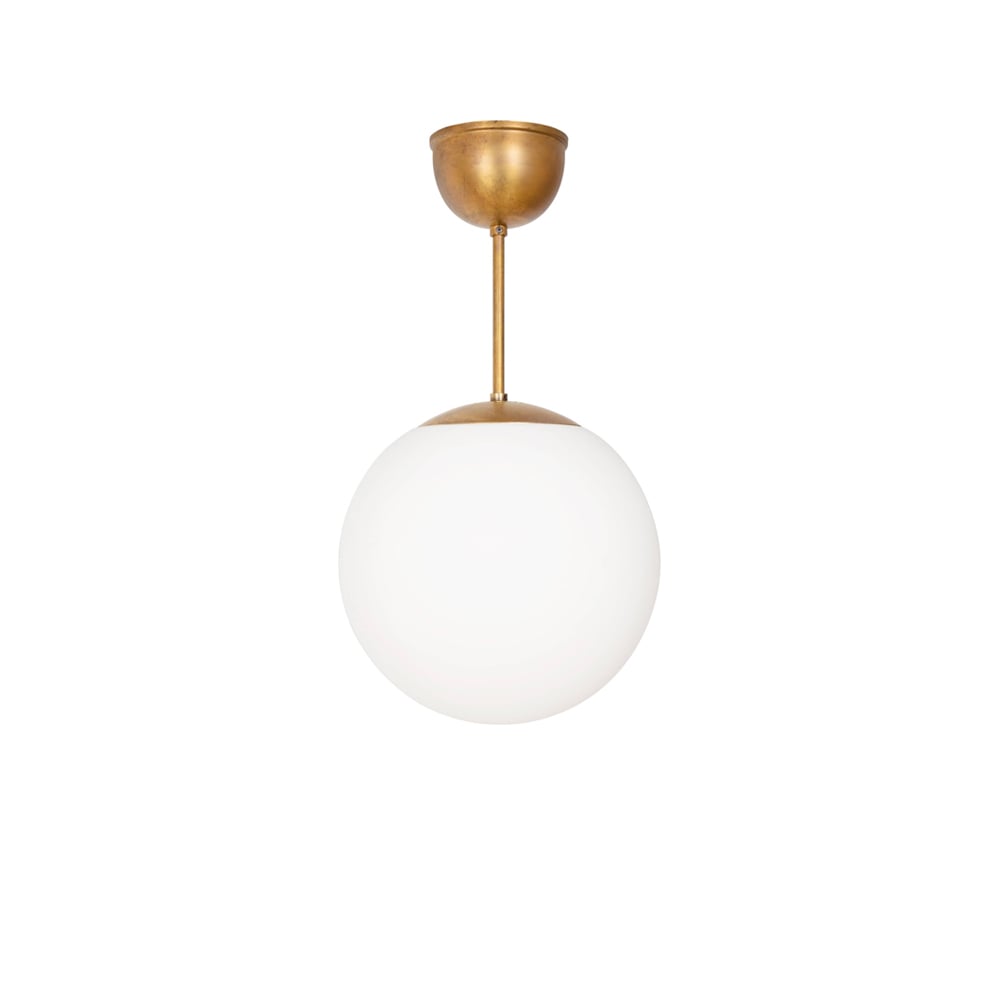 Konsthantverk Funkis Glob pendel Witte matte messing o25 cm