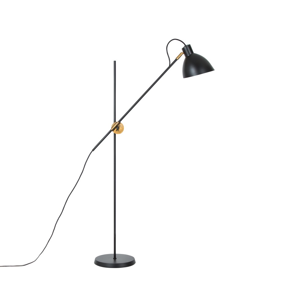 Konsthantverk KH1 vloerlamp zwart mat, ruw messing