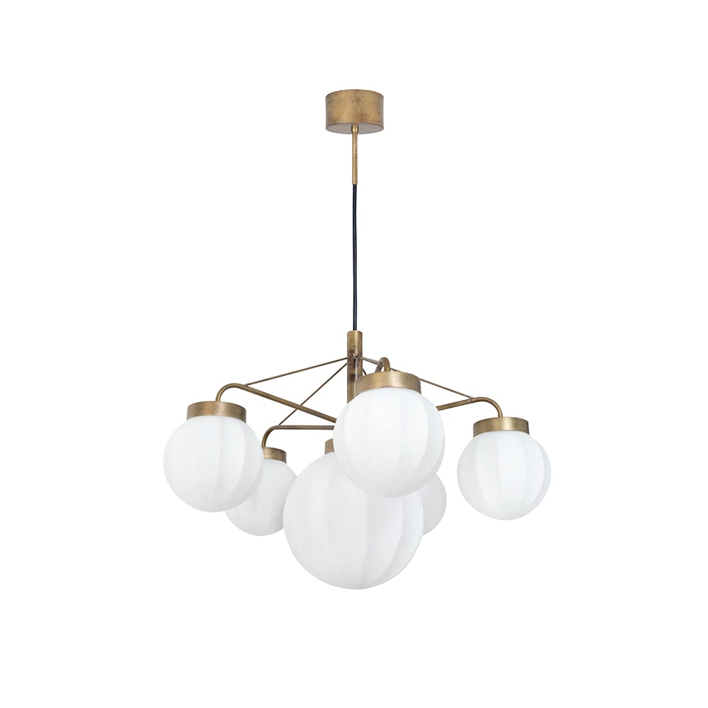 Konsthantverk Klyfta 6-Lage pendel ruw messing/wit | Scandinavisch Interieur | Hanglampen | Goudkleurig