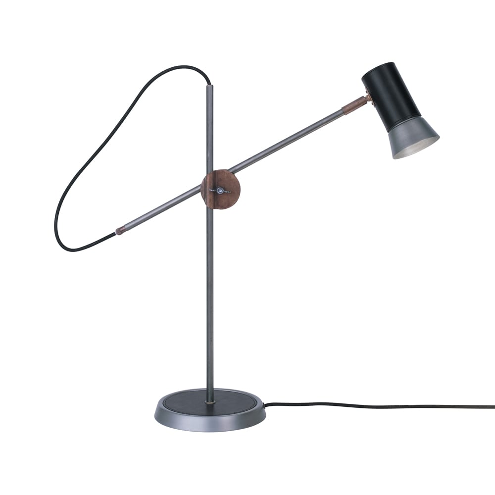 Konsthantverk Kusk tafellamp ruw ijzer/zwart leer | Scandinavisch Interieur | Bureau- & tafellampen | Zwart