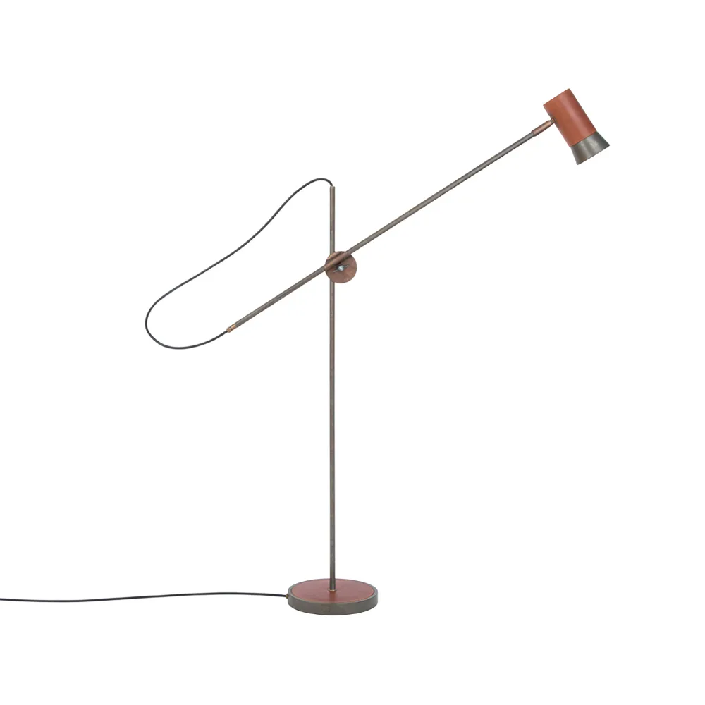 Kusk vloerlamp, ijzeroxide/leer Konsthantverk
