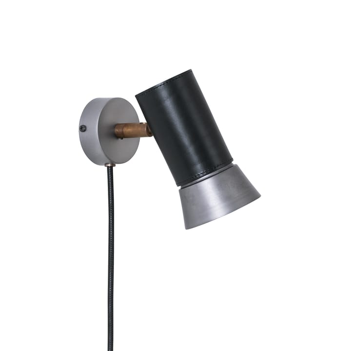 Kusk wandlamp - ruw ijzer/zwart leer - Konsthantverk