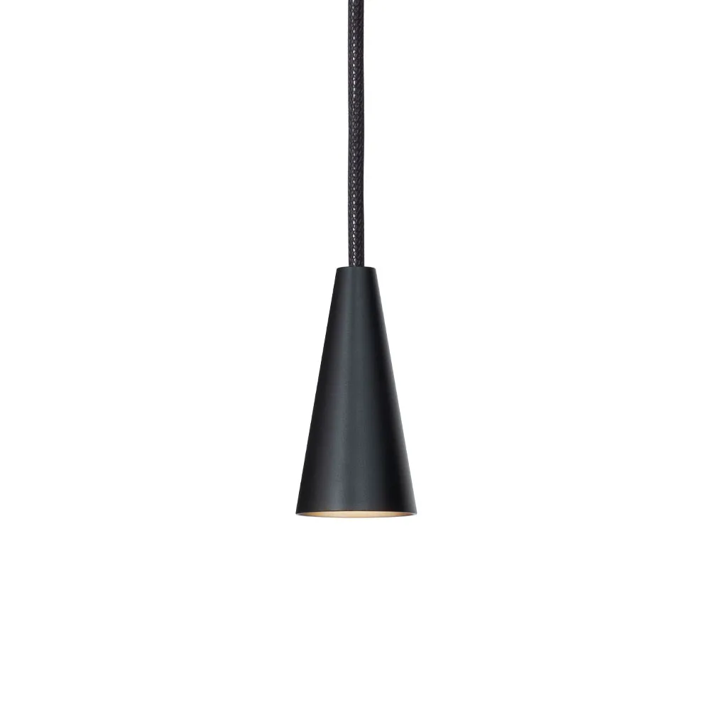 Massiv hanglamp, zwart, kegel Konsthantverk