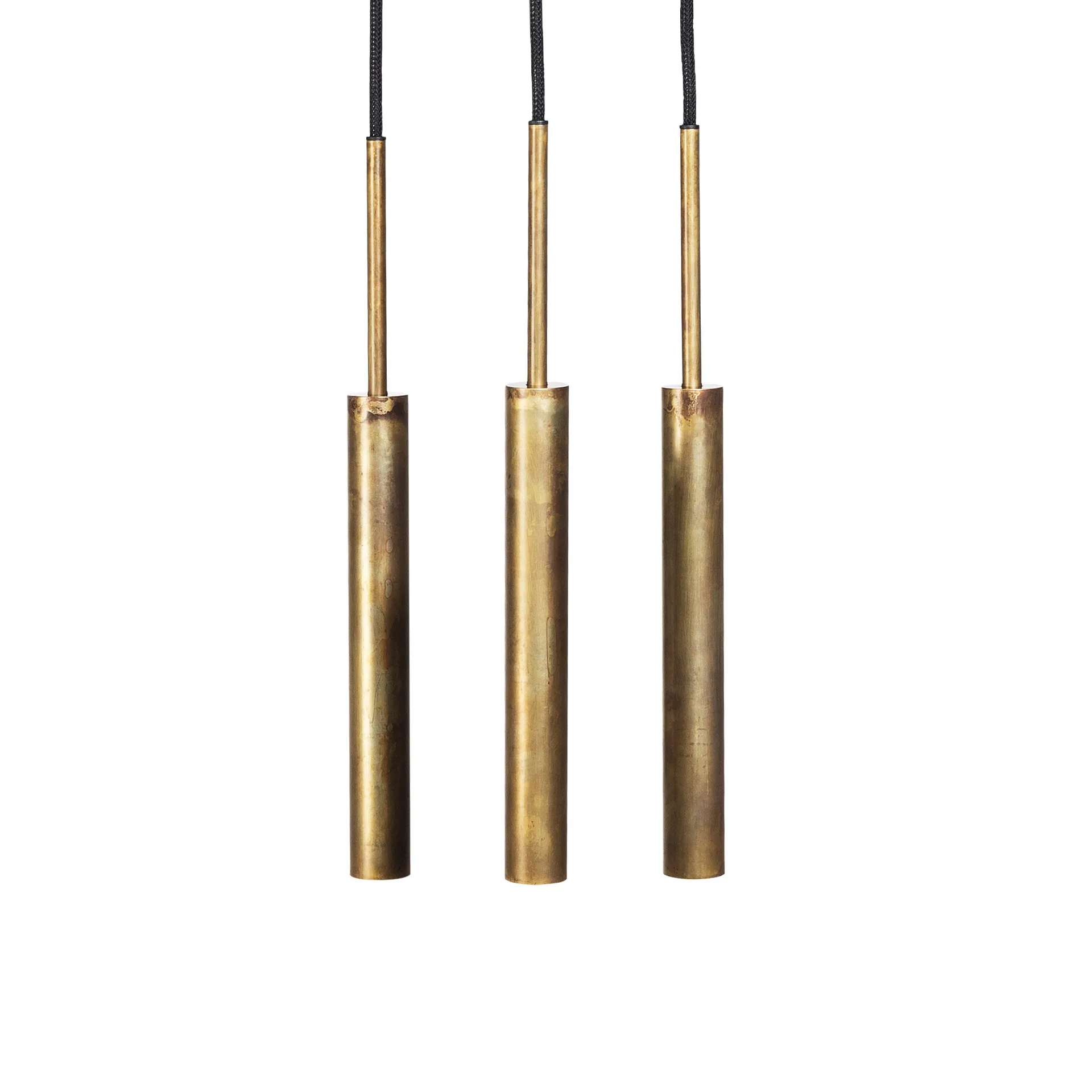 Stav hanglamp 3 langwerpige plafondplaat, Ruw messing Konsthantverk